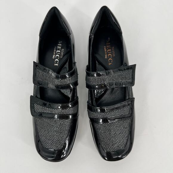 Sesto Meucci Soft Grip Loafer Women 7 Black Patent Leather Mary Jane Flat Italy - Picture 3 of 10